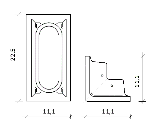 Corner with two plates 90° 11.1 x 11.1 Corner with two plates 90° 11.1 x 11.1