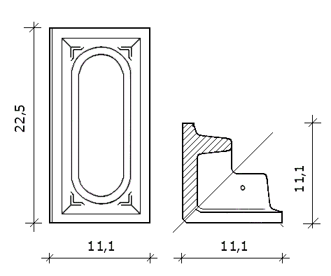 Corner with plate for recess Corner with plate for recess