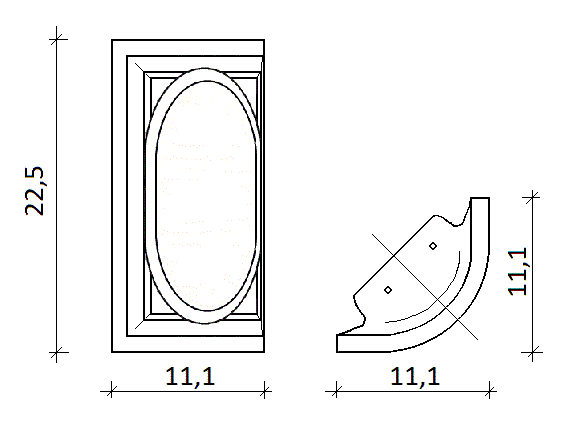 Curved convex corner with plate Curved convex corner with plate