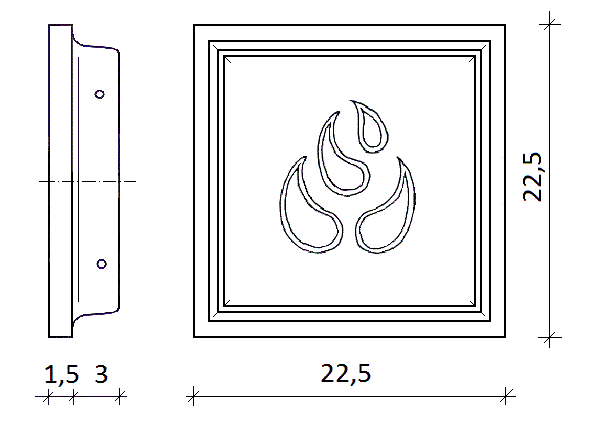 Non-perforated framed II flame pattern Non-perforated framed II flame pattern